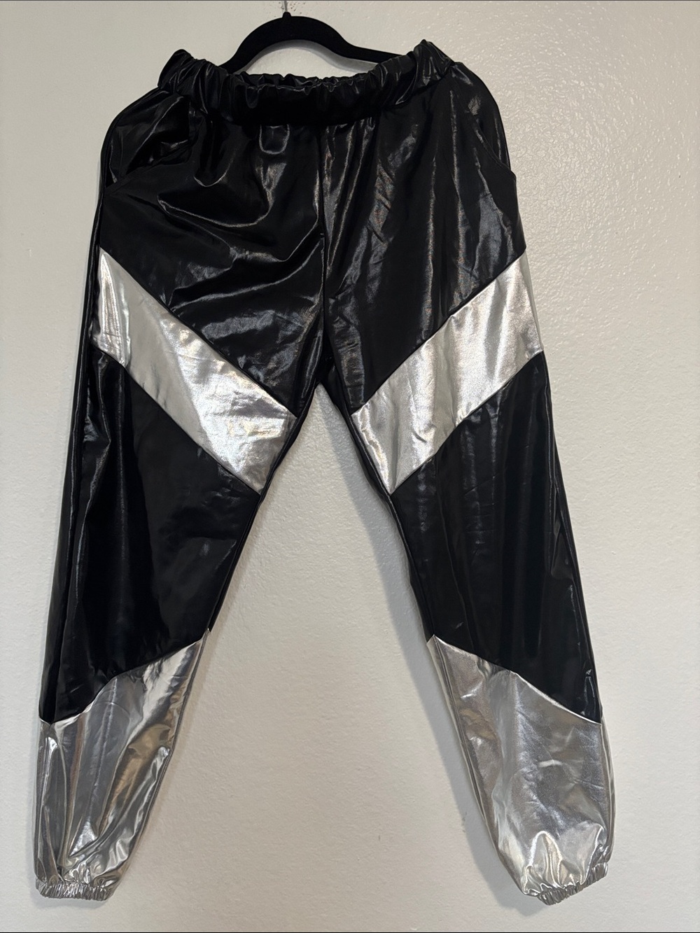 Black & Silver Metallic Track Pants size S